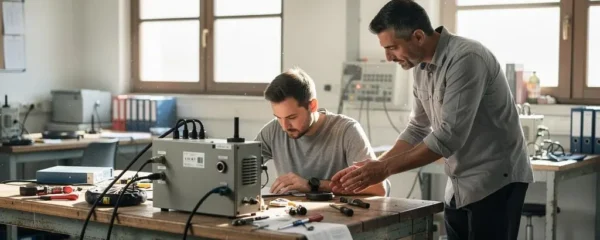 Un adulte suit une formation pratique encadrée par un formateur dans un centre de formation